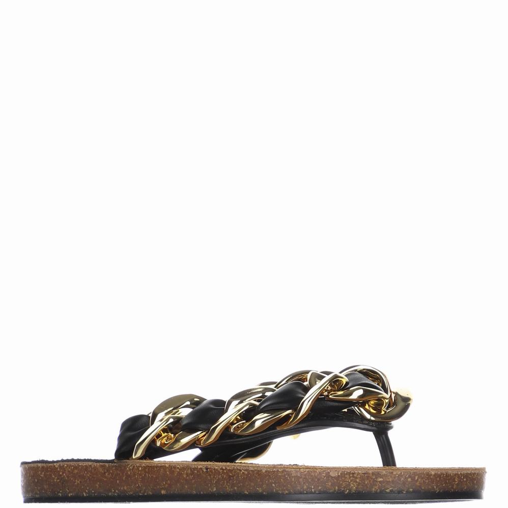 Pajar Aruba Cadena Grande Sandalen Dames Zwart Goud | YJL2717WU