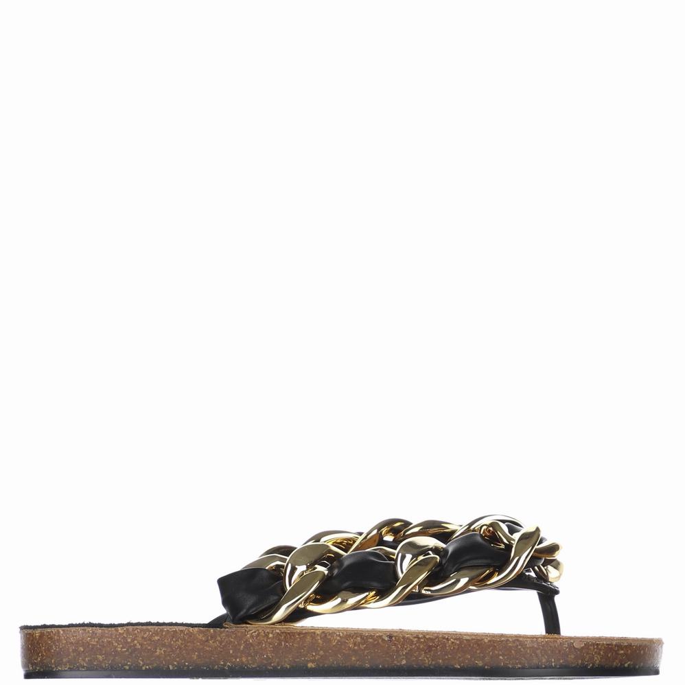 Pajar Aruba Cadena Grande Sandalen Dames Zwart Goud | YJL2717WU