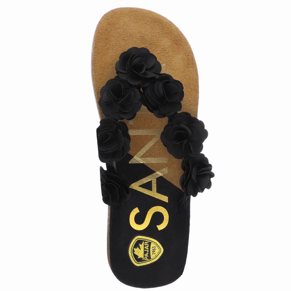 Pajar Aruba Rosas Satin Sandalen Dames Zwart | BST248XT