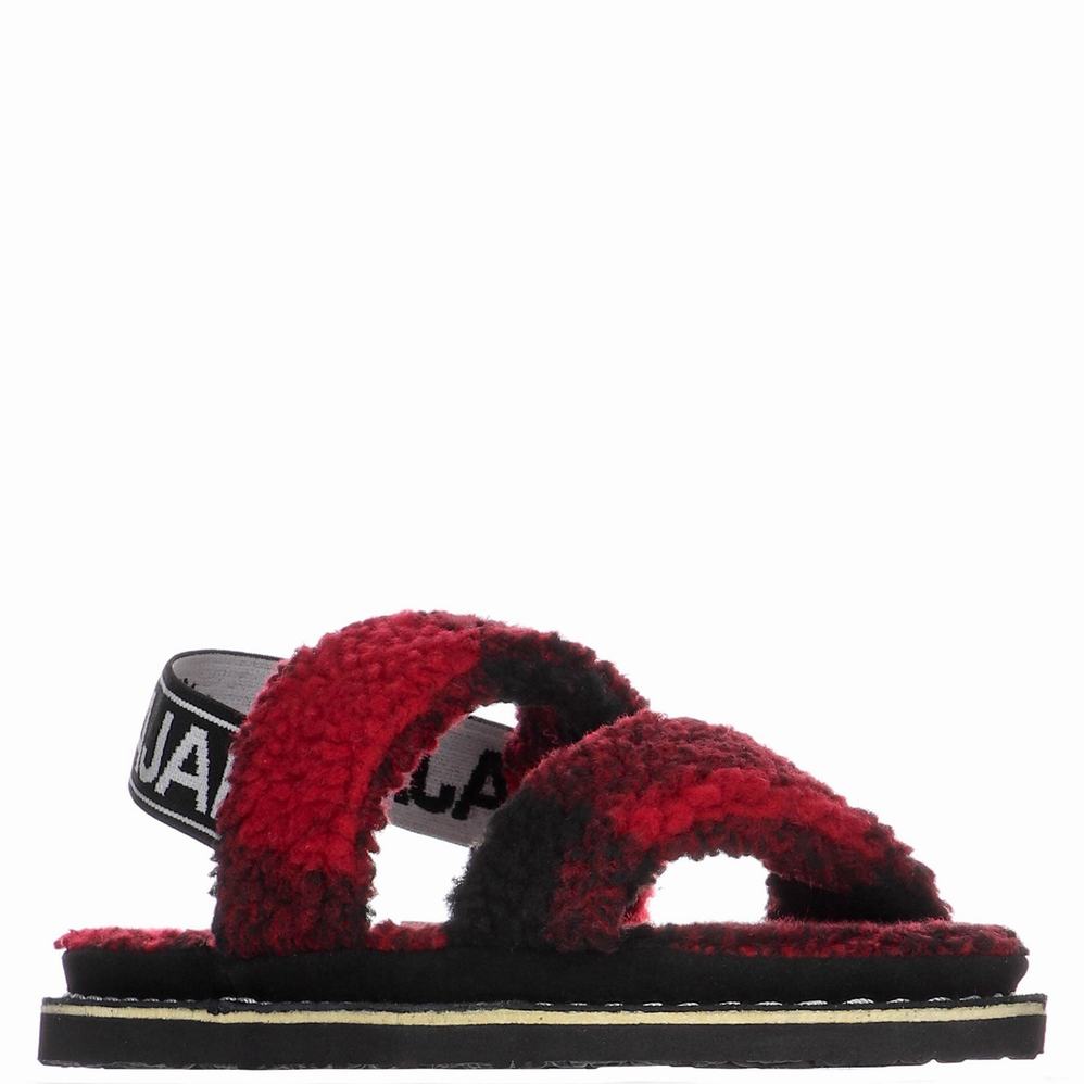 Pajar Mara Strap Slippers Dames Rood Zwart | NQZ6382DJ