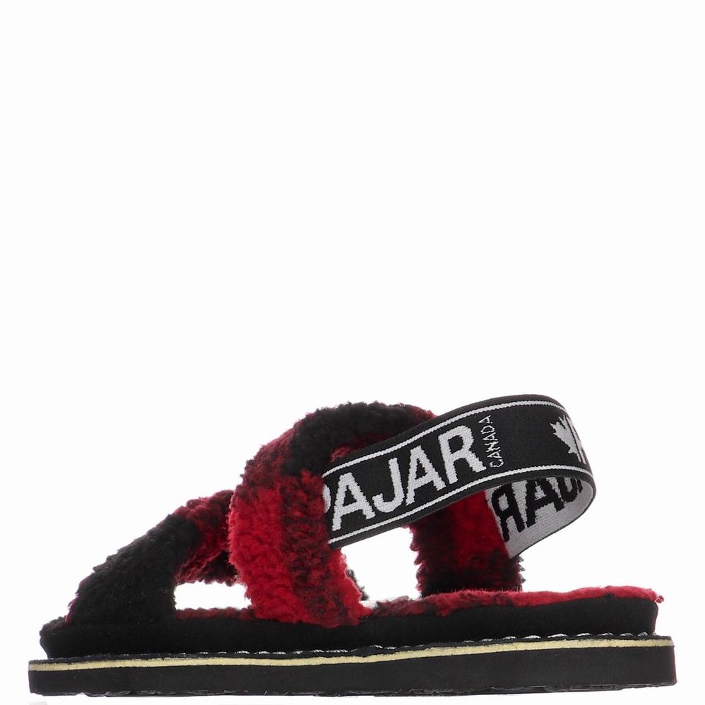 Pajar Mara Strap Slippers Dames Rood Zwart | NQZ6382DJ