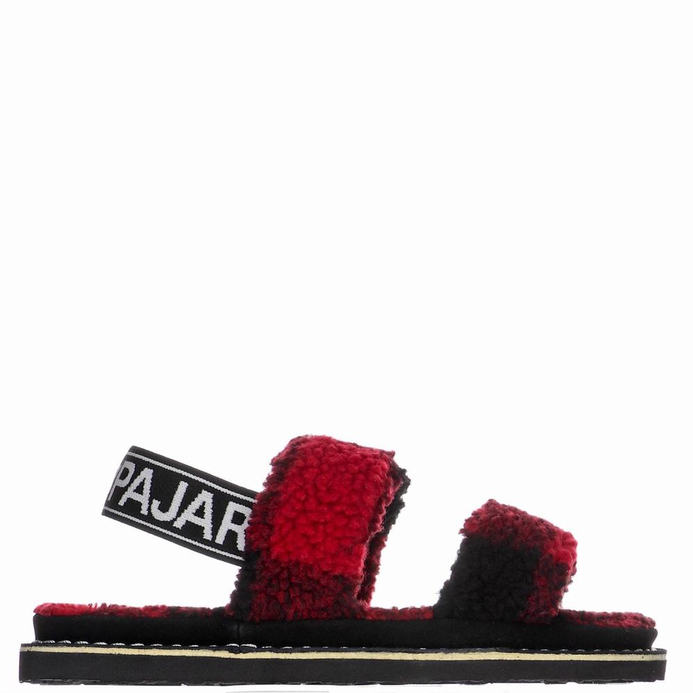 Pajar Mara Strap Slippers Dames Rood Zwart | NQZ6382DJ